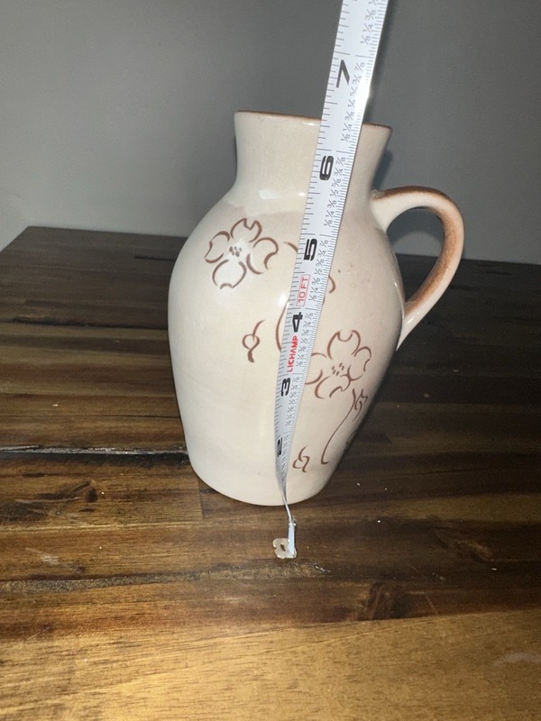 VTG Sheffield Stoneware Pitcher Vase Cream Floral Farmhouse Country Decor gallery
