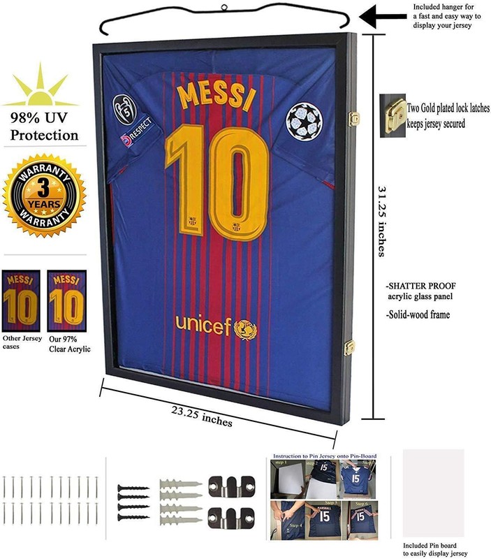 Jersey Display Frame Case Large Lockable Frames PRO UV Football Basketball gallery