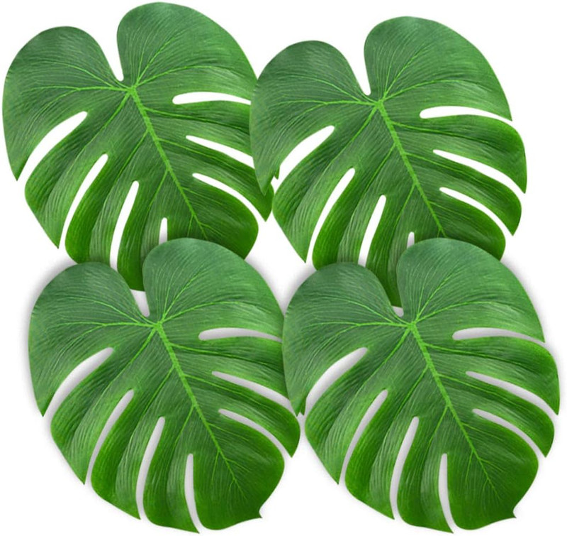 60 Pcs Large 13″ Tropical Leaves Artificial Green Monstera Leaves Palm Leaf For