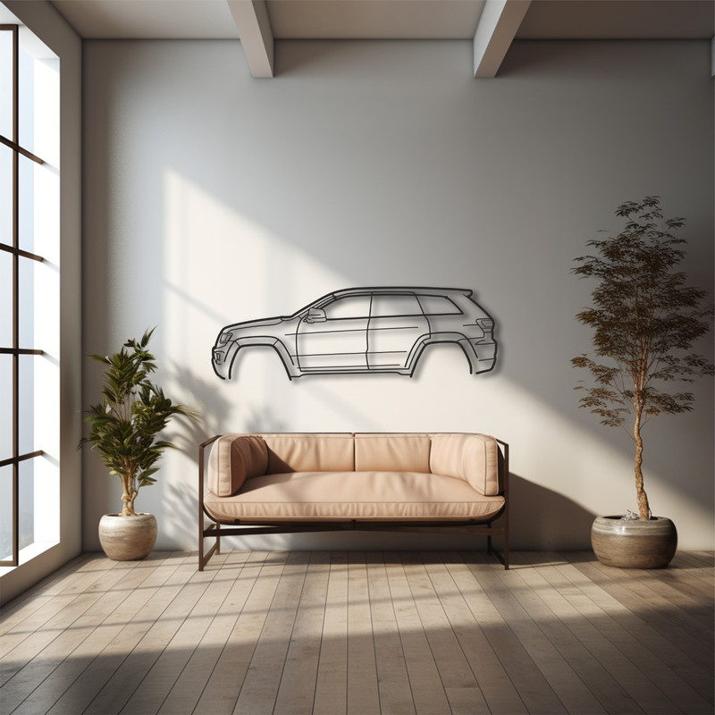 Metal Wall Art Decor for Jeep Grand Cherokee WK2, car Silhouette, Garage Sign