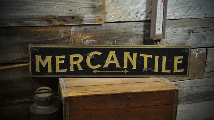 Old Time Mercantile Sign – Rustic Hand Made Vintage Wooden Sign