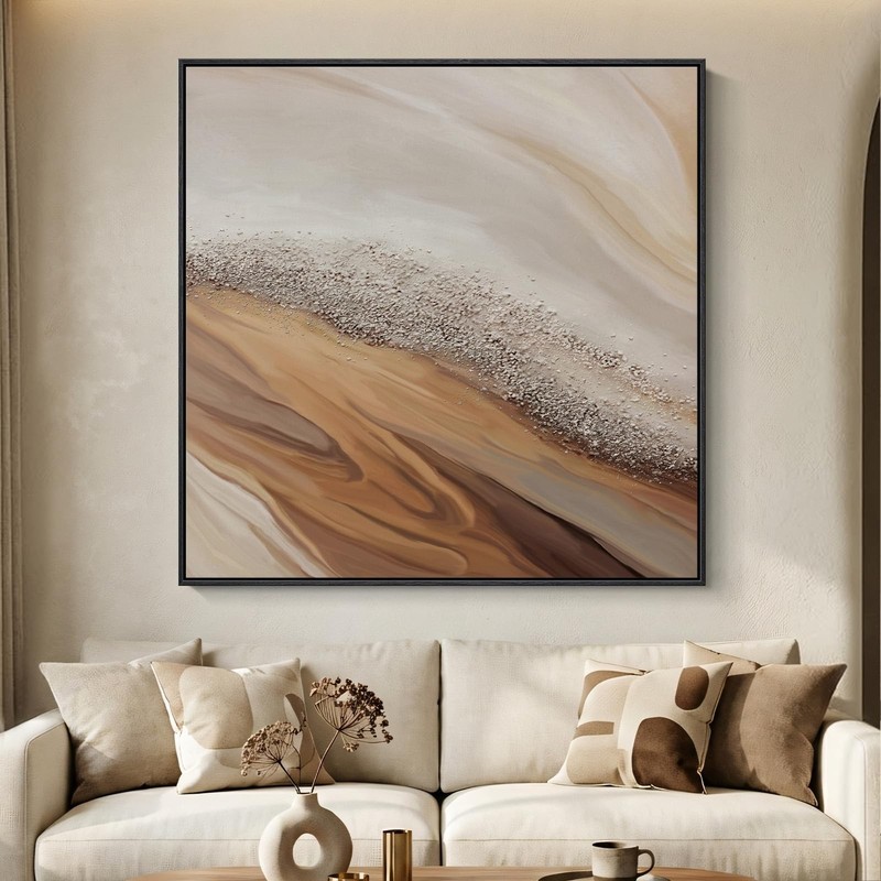 Extra Large Framed Neutral Abstract Wall Art for Living Room, Oversized Squar…