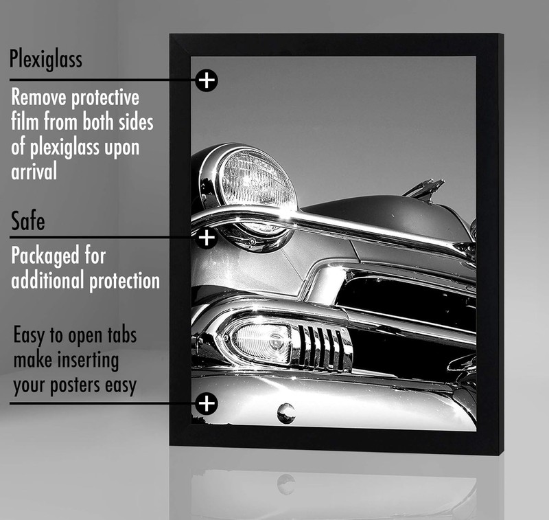 Elegant 18x24 Black Picture Frame with Polished Plexiglass for Wall Display gallery