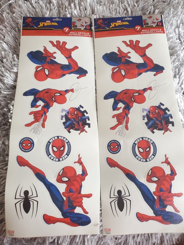 Lot of 5 Classic Spiderman Wall Decals Peel & Stick 7 Decor Stickers.35 pc total