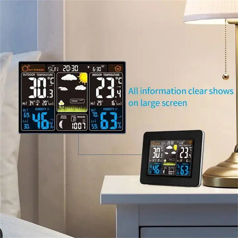 Wireless Digital LCD Indoor Outdoor Weather Station Clock Calendar Thermometer gallery