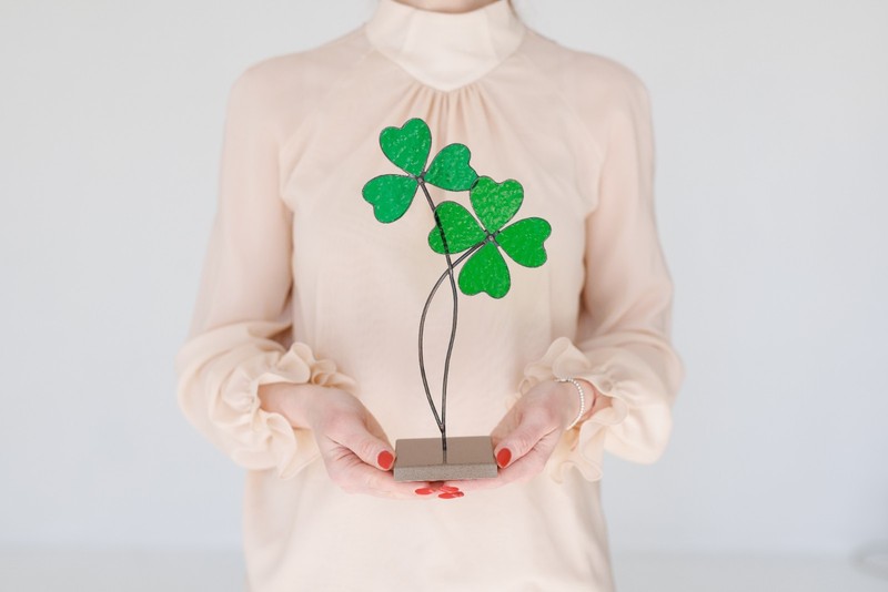 Stained Glass 4 Leaf Clover Suncatcher - Lucky Shamrock Table Decor Gift gallery