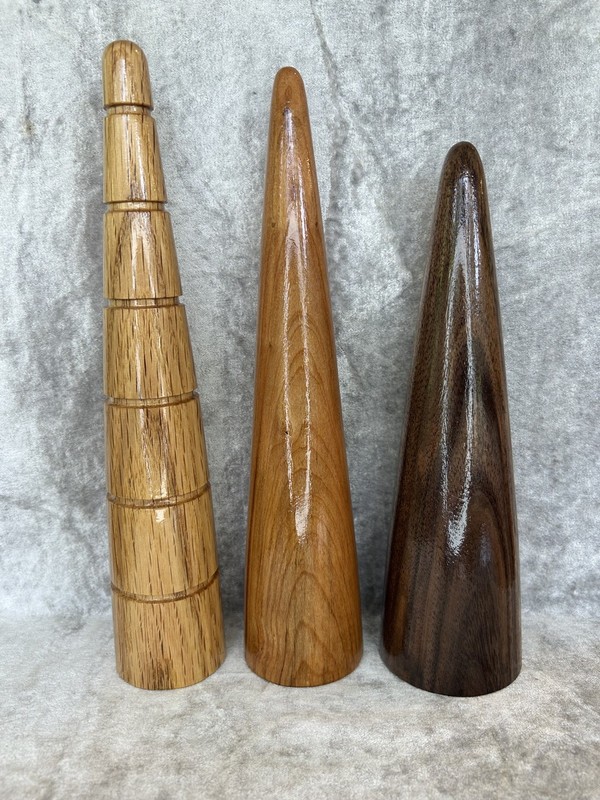 3 Hand Crafted Wood Turned Rustic Trees Mixed Wood Turned Table Top Tree NEW gallery