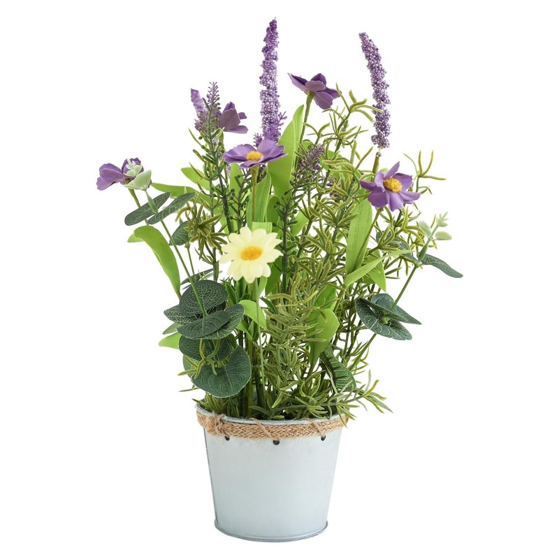 Artificial Flowers Potted, 12.2’’ Flower Arrangement w/Daisy & Lavender in Me…