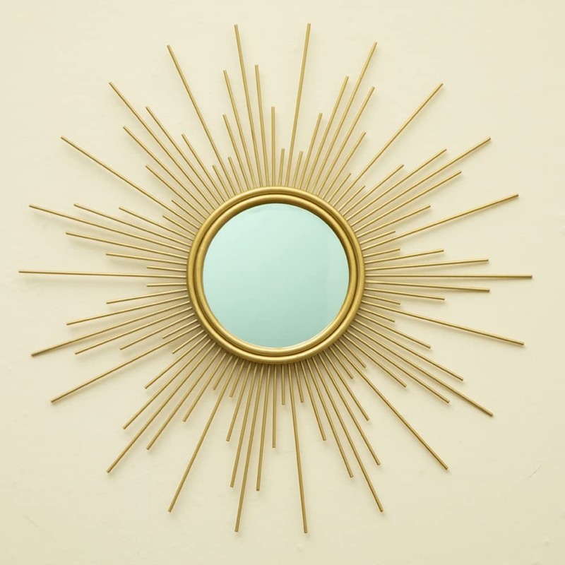 MAIKAILUN Sunburst Mirror, 24″ Boho Gold Sun Decorative 24″L x 24″W