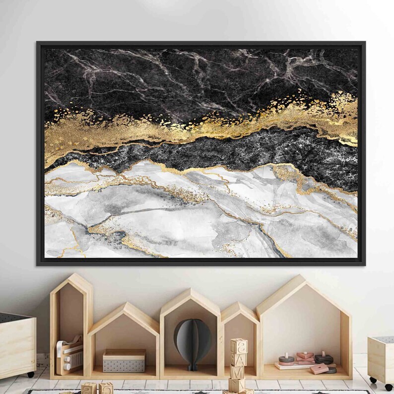 Black Marble Art, Black And Gold Marble, Modern Marble Poster, 3D Home Decor Art
