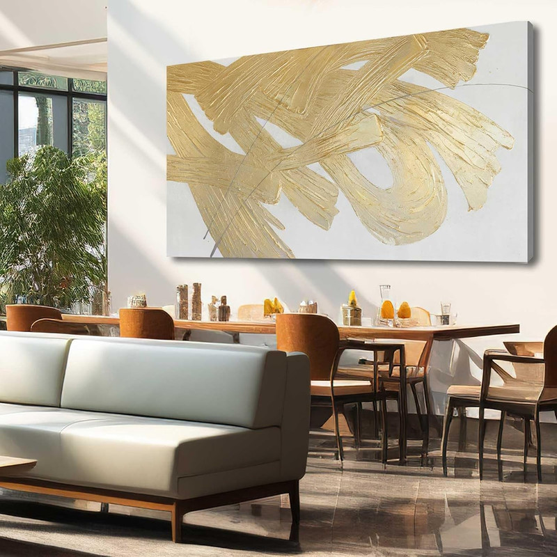 Wall Decorations for Living Room Gold and White Abstract Canvas Art Oil Painting gallery