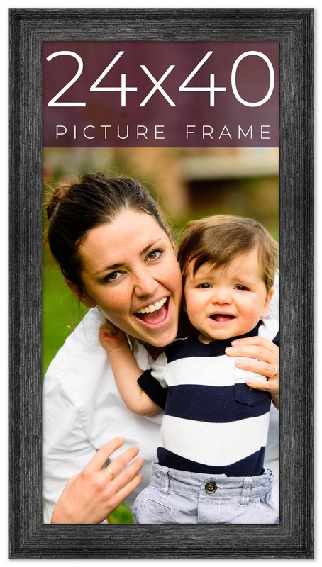 24×40 Frame Black Real Wood Picture Frame Width 1.5 inches | Interior Frame Dept
