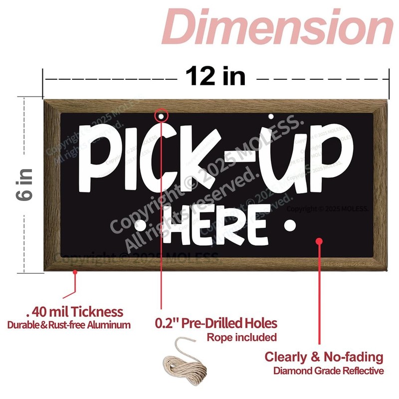 Order and Pick Up Signs Aluminum Cafe Restaurant Food Truck 12x6 In 2 PCS gallery