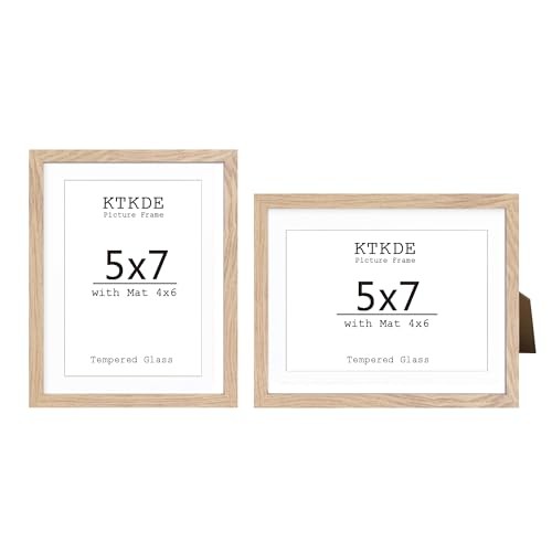 5×7 Picture frame Set of 2,4×6 with mat 5×7 5×7 inch 2pcs-Natural Woodgrain