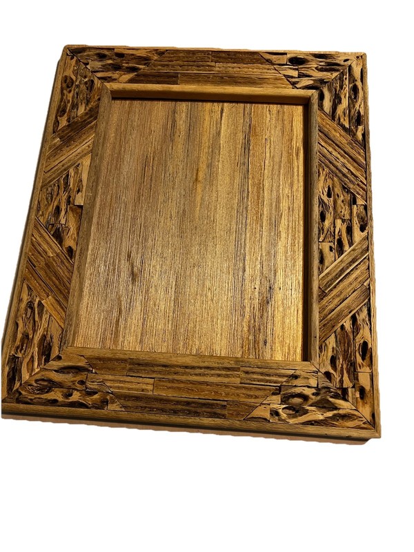 VTG Southwest Handmade Cactus Cholla Natural Wood Frame 12” X 14” Folk Art