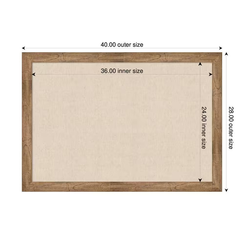Woodgrain 28 In. X 40 In. Brown Wood Framed Neutral Linen Memo Board gallery