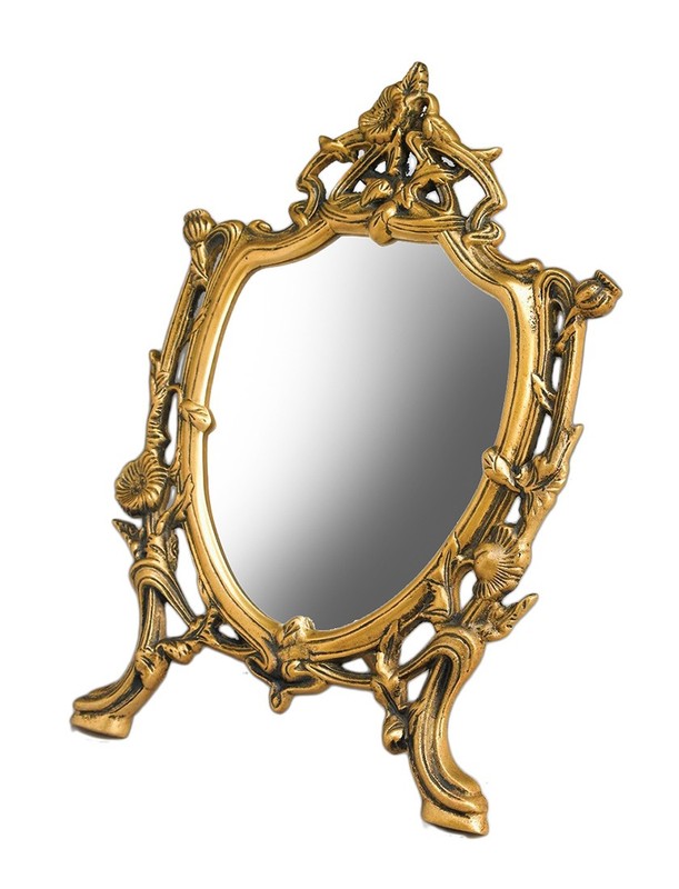 Zeckos 12 Inch Tall Brass Table Mirror