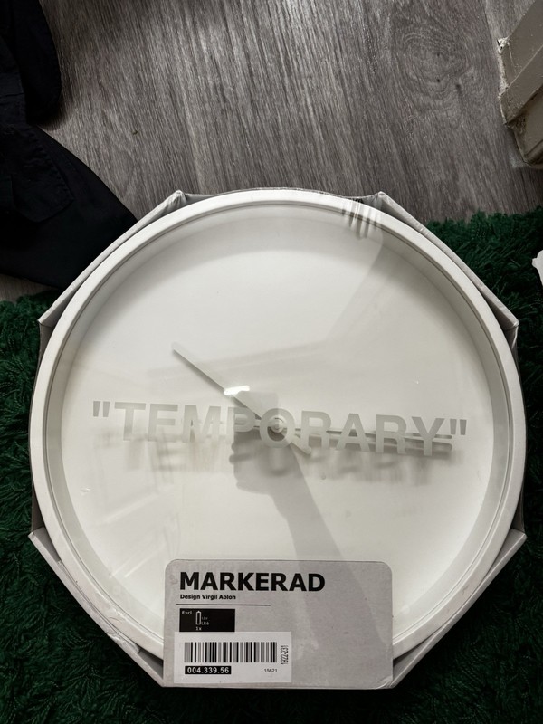NWT! Virgil Abloh Off-White x IKEA Markerad “Temporary” 16.5” Wall Clock