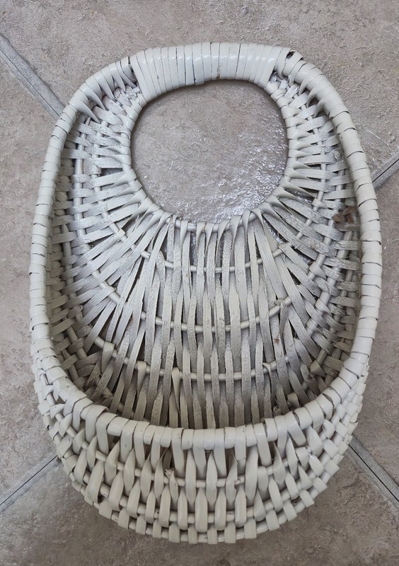Basket Wall Hanging with Purple Flowers and Greenery.