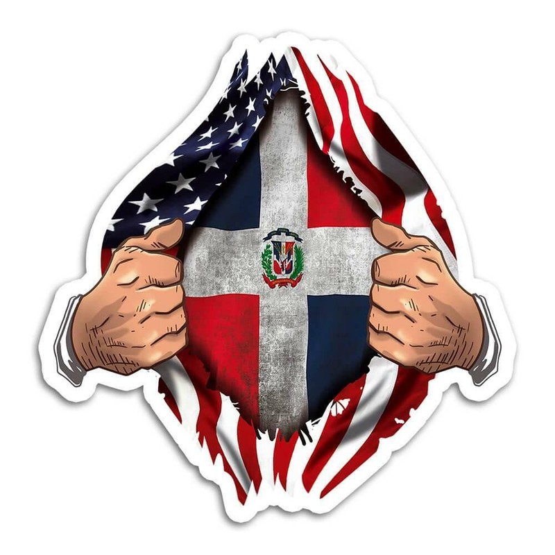 Gift Sticker : Dominican Republic Flag USA Chest American Expat