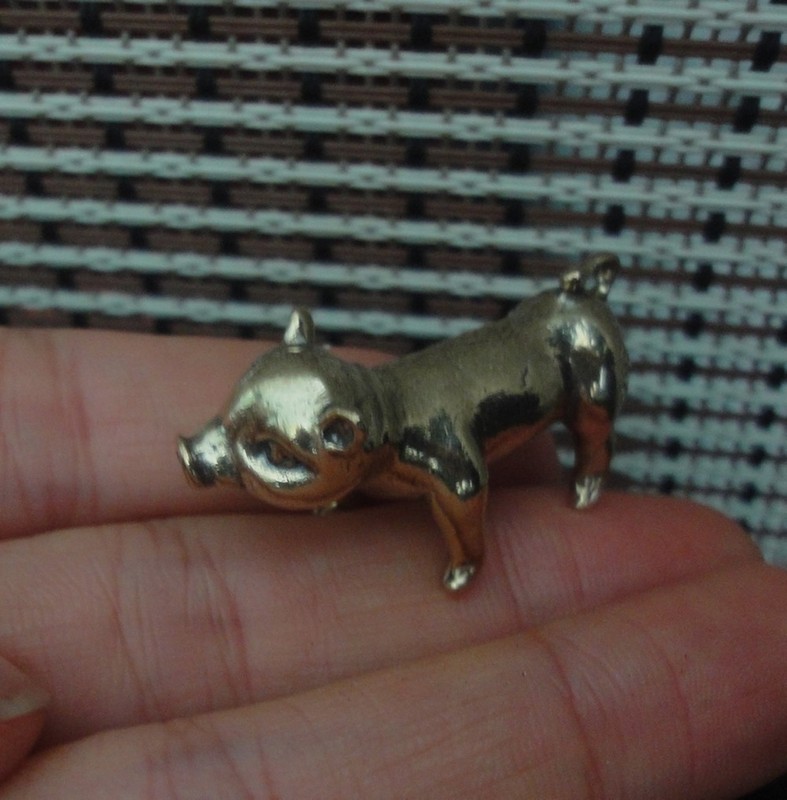 Solid Brass Statue Mini Golden Pig Figurine: Vintage Style Home Garden Decor gallery