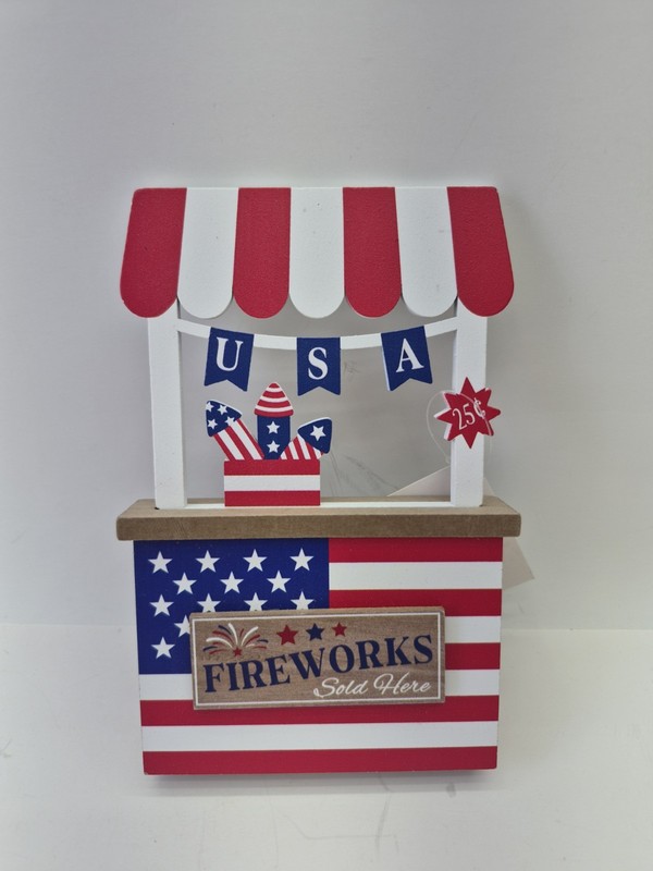 Hobby Lobby Patriotic Fire Works Booth Wood Tiered Tray Decor America 250 July 4 gallery