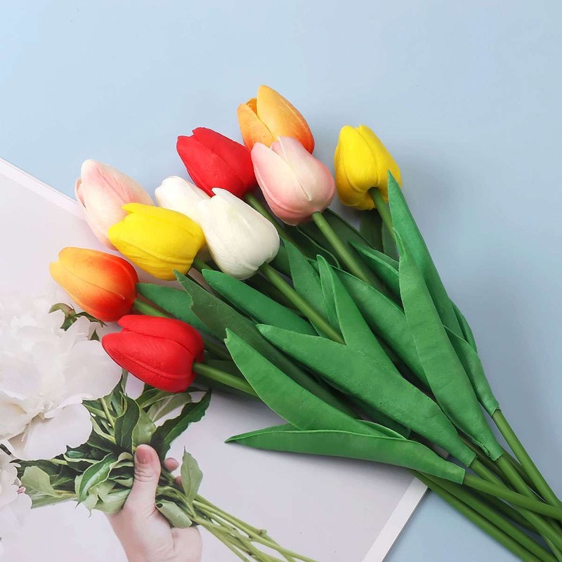 5/10x Artificial Tulip Flowers Fake Flower Bouquet for Wedding Party Home Decor gallery