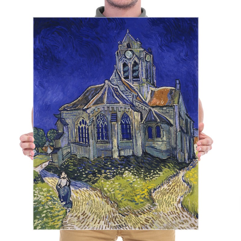 Canvas Print Van Gogh Painting Repro Picture Wall Art Home Decor Church at Auver gallery