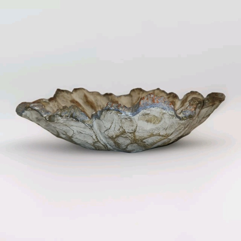 Faux Wood Flower Shape Bowl Coffee Table Entryway Home Decor Resin Centerpiece gallery