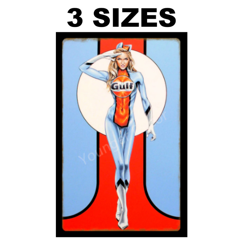 Gulf Oil Sign Decal Sticker -.Gulf Oil 50’s, 60’s Vintage Replica Gulf Girl