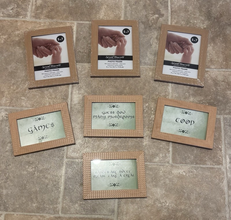 Photo Frames Set of 7, 3 5×7 (new) & 4 4×6 (used once) Tan VERY NICE