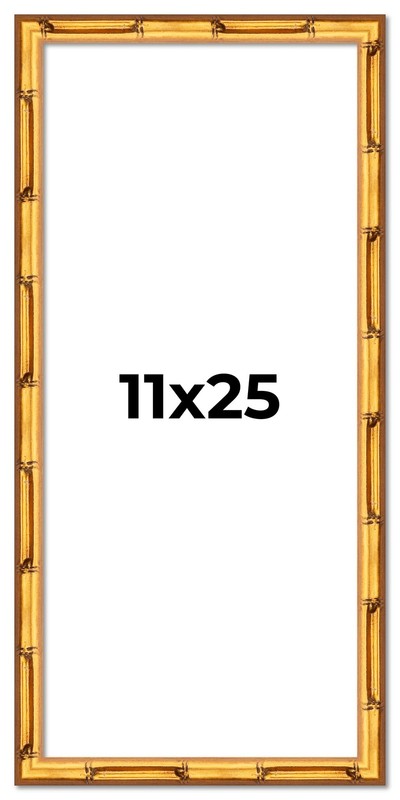 11×25 Frame Gold Bamboo Solid Wood Picture Frame | 1 Inch Moulding Width | Inter