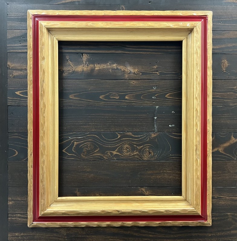 16 x 20 In Stock-Western style picture frame, NATURAL FINISH with RED accent gallery