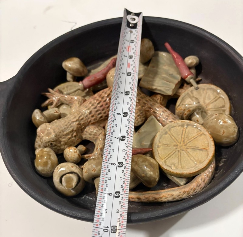 Halldor Hjalmarson Ceramic Food Art Lizard Mushrooms Peppers Citrus 14"L x10"W gallery