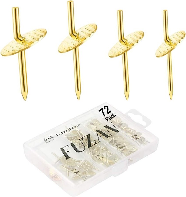 72 pcs Picture Hangers with 10-60lbs, 4 Different Size Picture Hangers, Iron