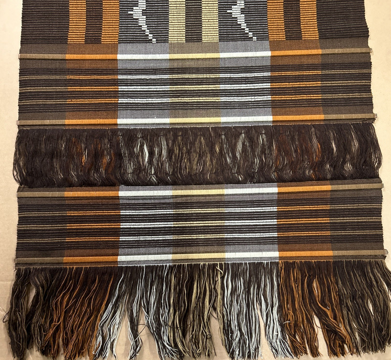 Woven Yarn Wall Hanging Tapestry Geometric Stripes Fringe 46.5”x28” gallery