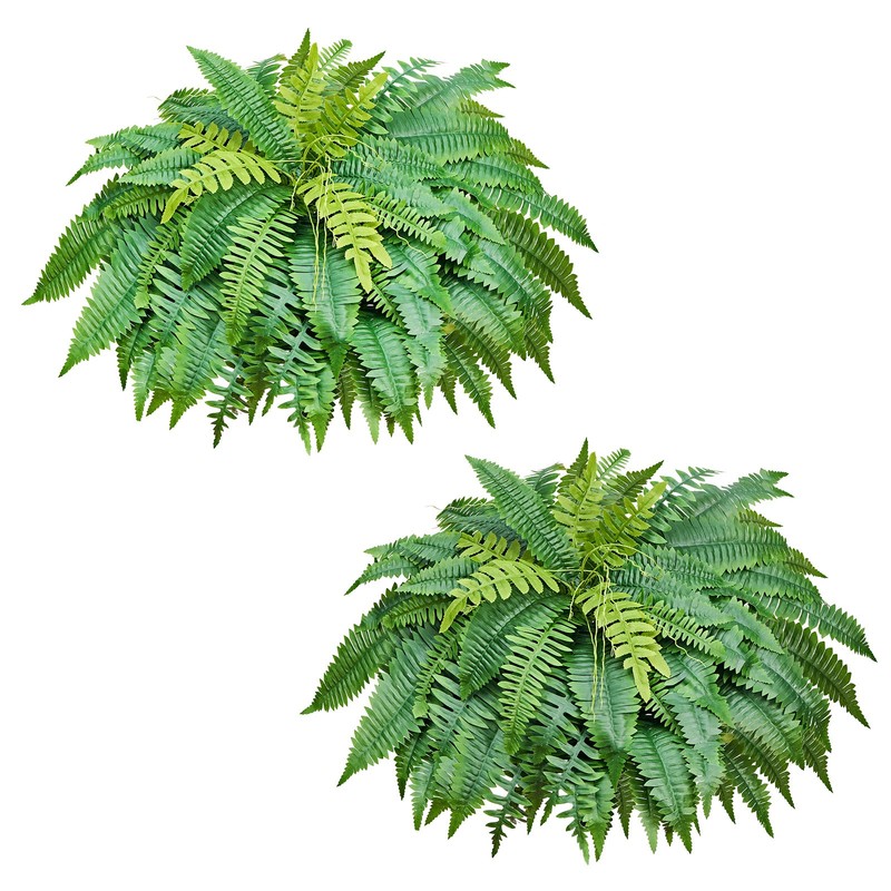 VEVOR 48" Artificial Ferns Fake Boston Bush 67 Fronds for Outdoor Decor 2 Pack