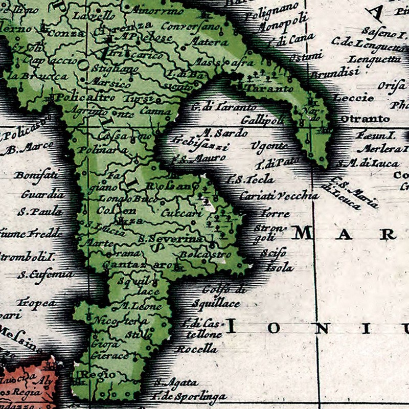 1695 Mare Mediterraneum Old World Exploration MAP Vintage Repro Print 24x60 gallery