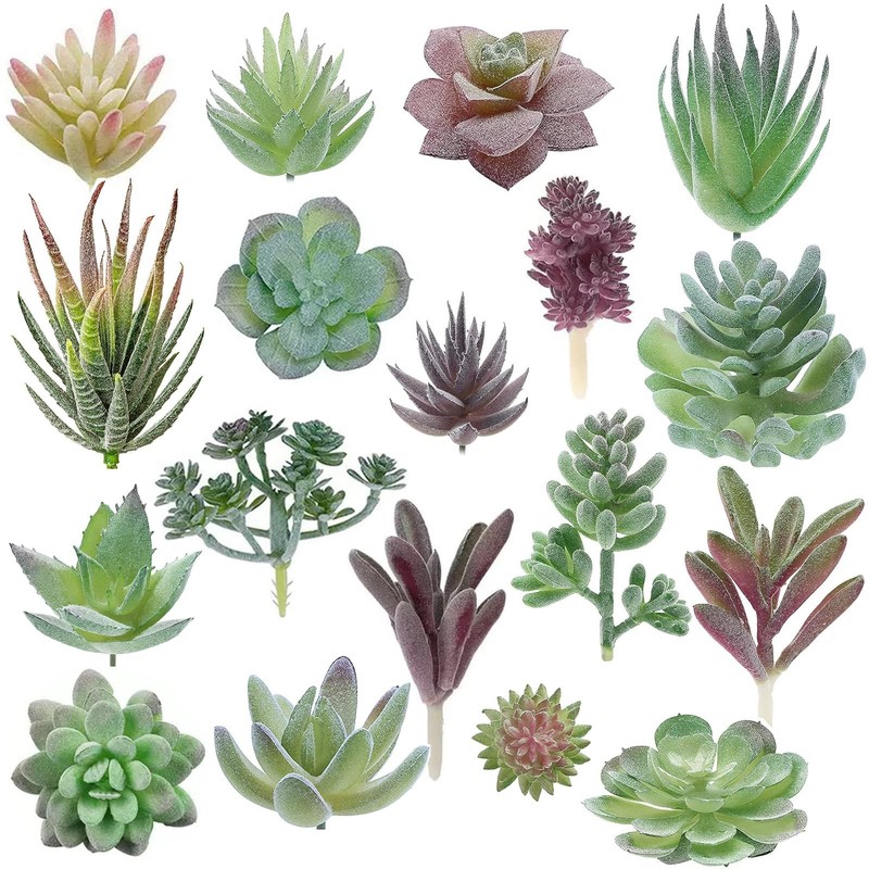 18 Pcs Artificial Succulent Plants Unpotted Premium Fake Plants Double Flocke…