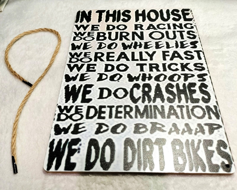 Dirt Bikes Wood Sign Wall Decor Black White (8×12) Humor Home Decor
