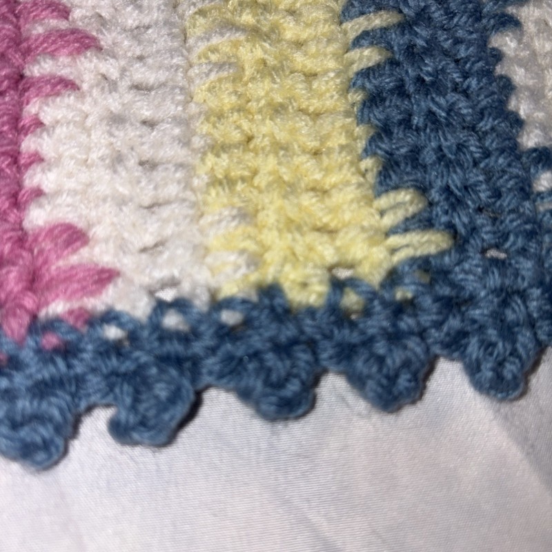 Vintage Crochet Granny Afghan Throw 1970s Pastel baby blanket - Pink Blue Yellow gallery