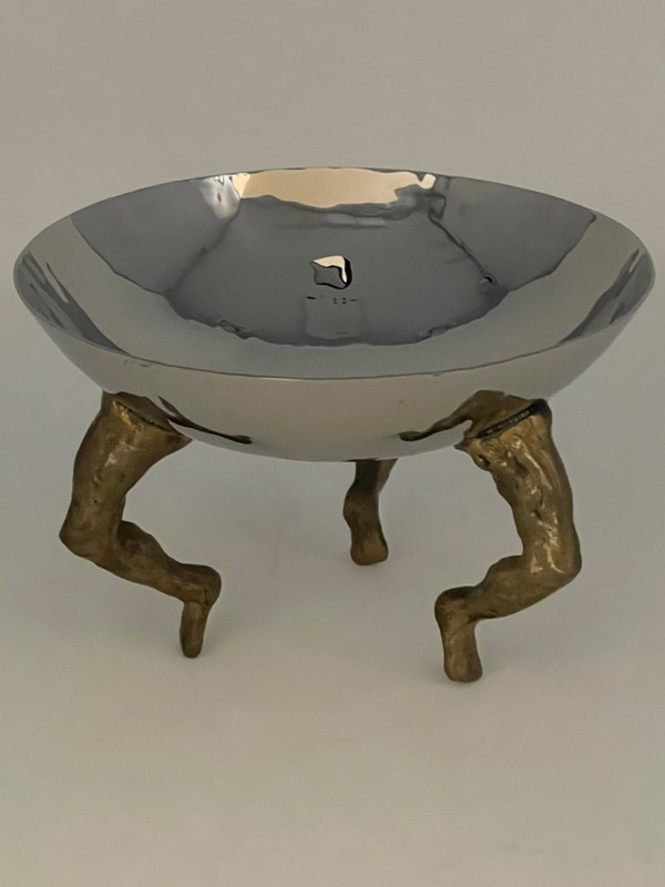 Michael Arams Three Footed Leg Bowl Stainless Steel Bronze Legs gallery