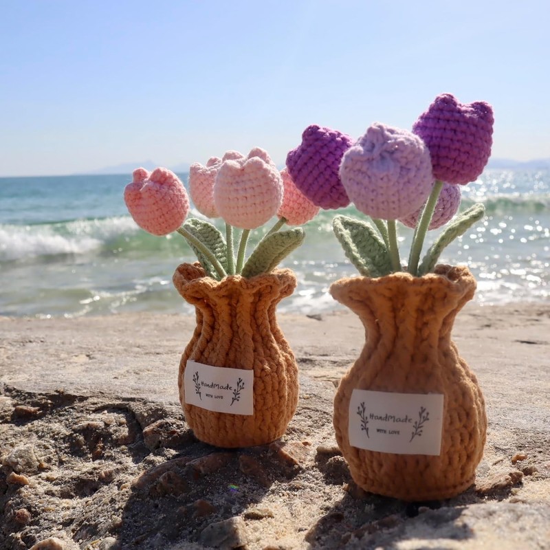 Soft Pink Crochet Tulip Plant - Ideal Gift for Birthdays and Mother's Day gallery
