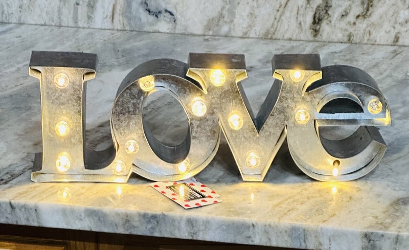 Marquee Valentines Galvanized Light up Letters “Love” Sign 15x5x2inches gallery