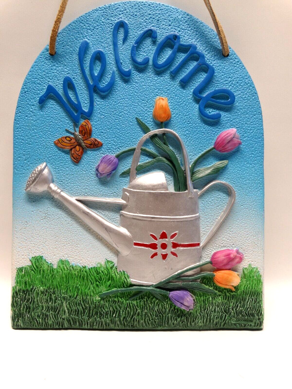 Welcome Plaque Door Sign Springtime Spoontiques Raised Resin Decor 3D 9” Tall gallery