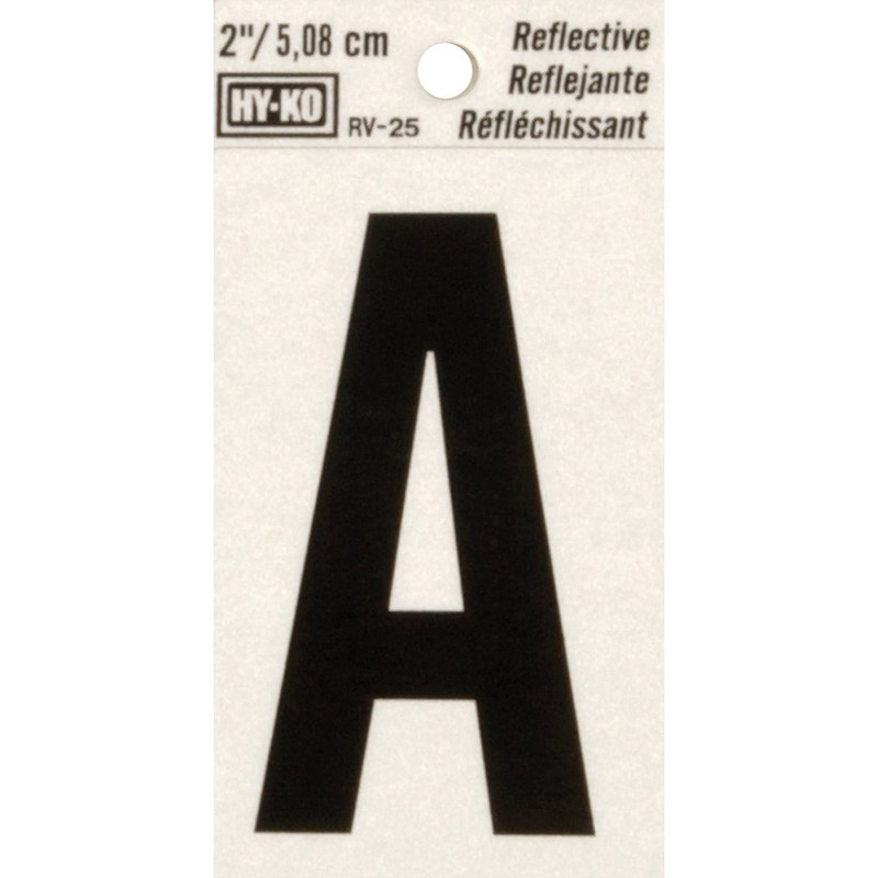 Hy-Ko Vinyl 2 In. Reflective Adhesive Letter, A RV-25/A Pack of 10 Hy-Ko RV-25/A