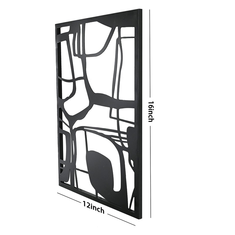 Remenna Metal Wall Decor Abstract Wall Art Black Metal Wall Art Set of 3 with... gallery