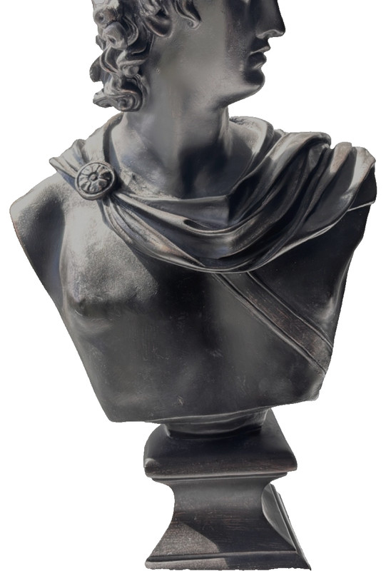 House Parts Apollo Bust Sculpture Black Plaster Greek Roman 24” Decor gallery