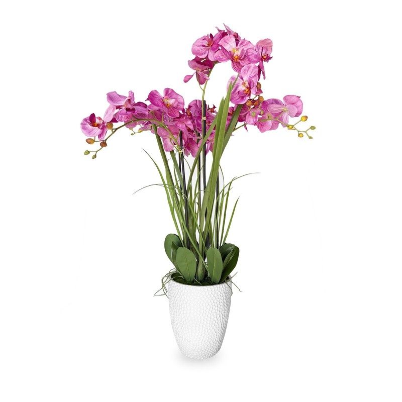 49″ Artificial Flowers Potted Faux Realistic Pink Orchid in Plastic Pot