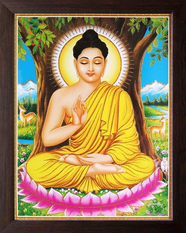 God Gautam Buddha Photo God Photo Frame For Home (30 X 23.5 X 1.5 cm)